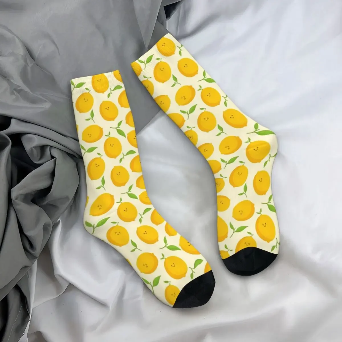 Calcetines de compresión Hip Hop Retro Happy Lemons Crazy para hombre, calcetín Unisex con estampado de fruta para fiesta, Harajuku, novedad, Happy Crew