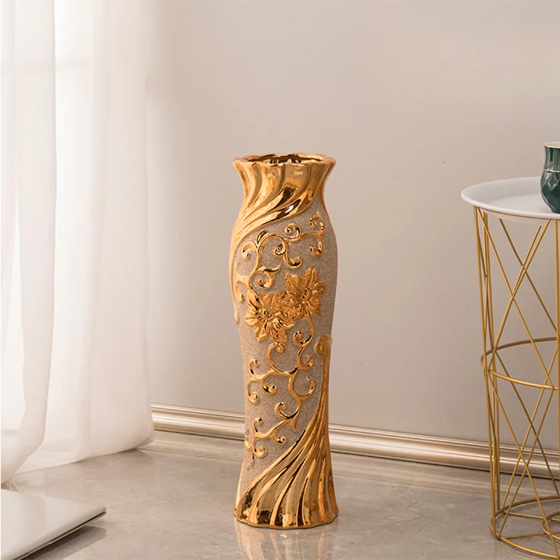 Aesthetic Ceramic Vase Flower Nordic Tall Modern Design Hydroponic Vase Luxury Small Ikebana Golden Jarrones Room Decor FYVS