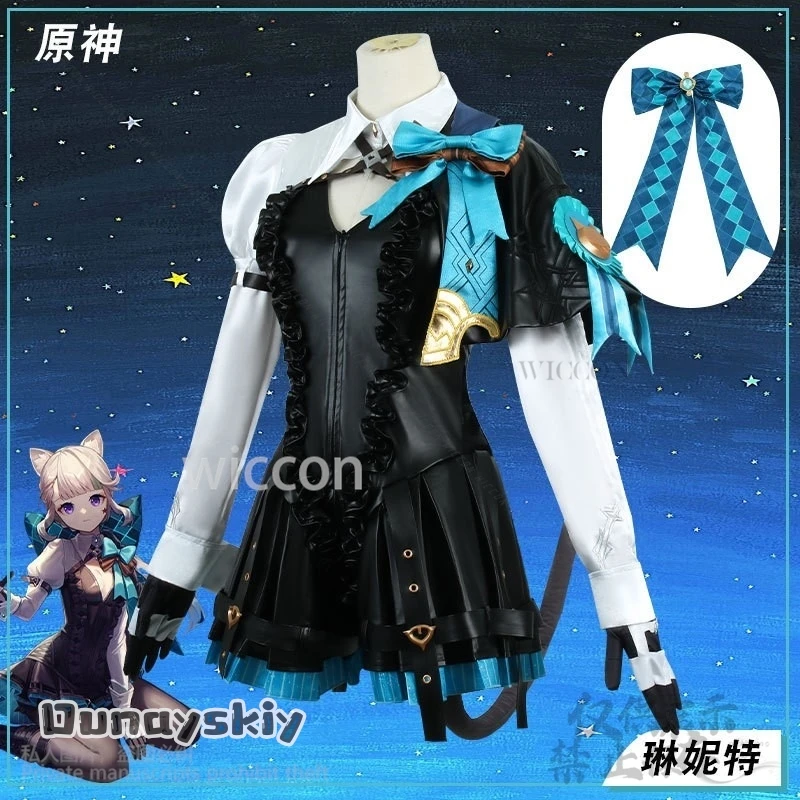 Gioco Anime Genshin Impact Cosplay Lynette Mago Costume Furry Earwear Coda Abito Lolita Per Ragazze Donna Halloween Personalizzato