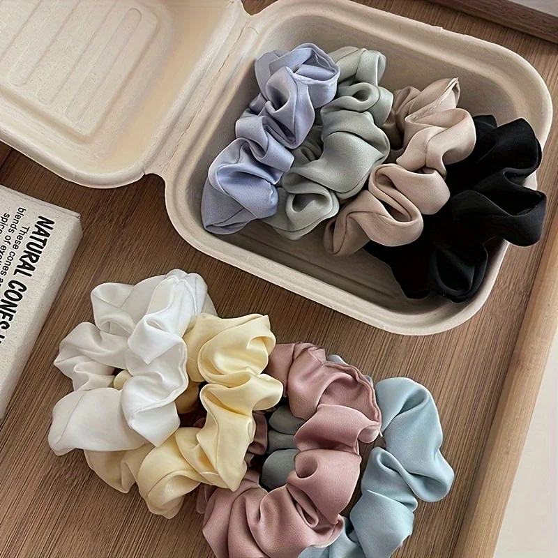 New Fashion Solid Color Satin Oversized Scrunchies Hair Rubber Bands Women Korean Hair Ties Ponytail Holder Hair Accessories