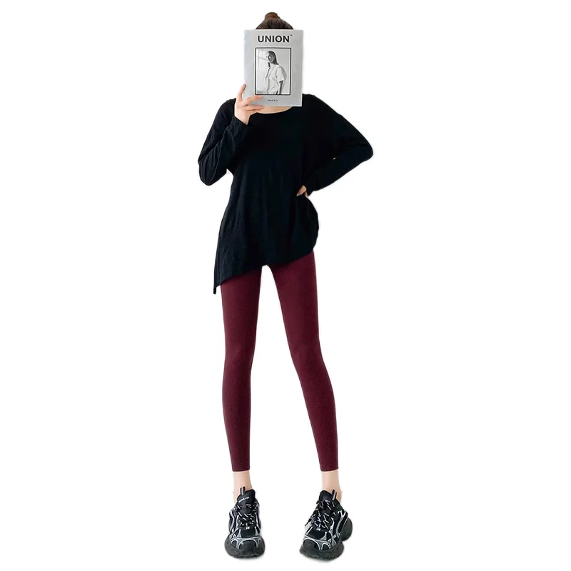 Ankela الأحمر arkskin اليوغا السراويل النسائية ضيقة تناسب الخريف الشتاء جديد Sle حجم صغير الخوخ بعقب قاعدة طبقة السراويل Sl