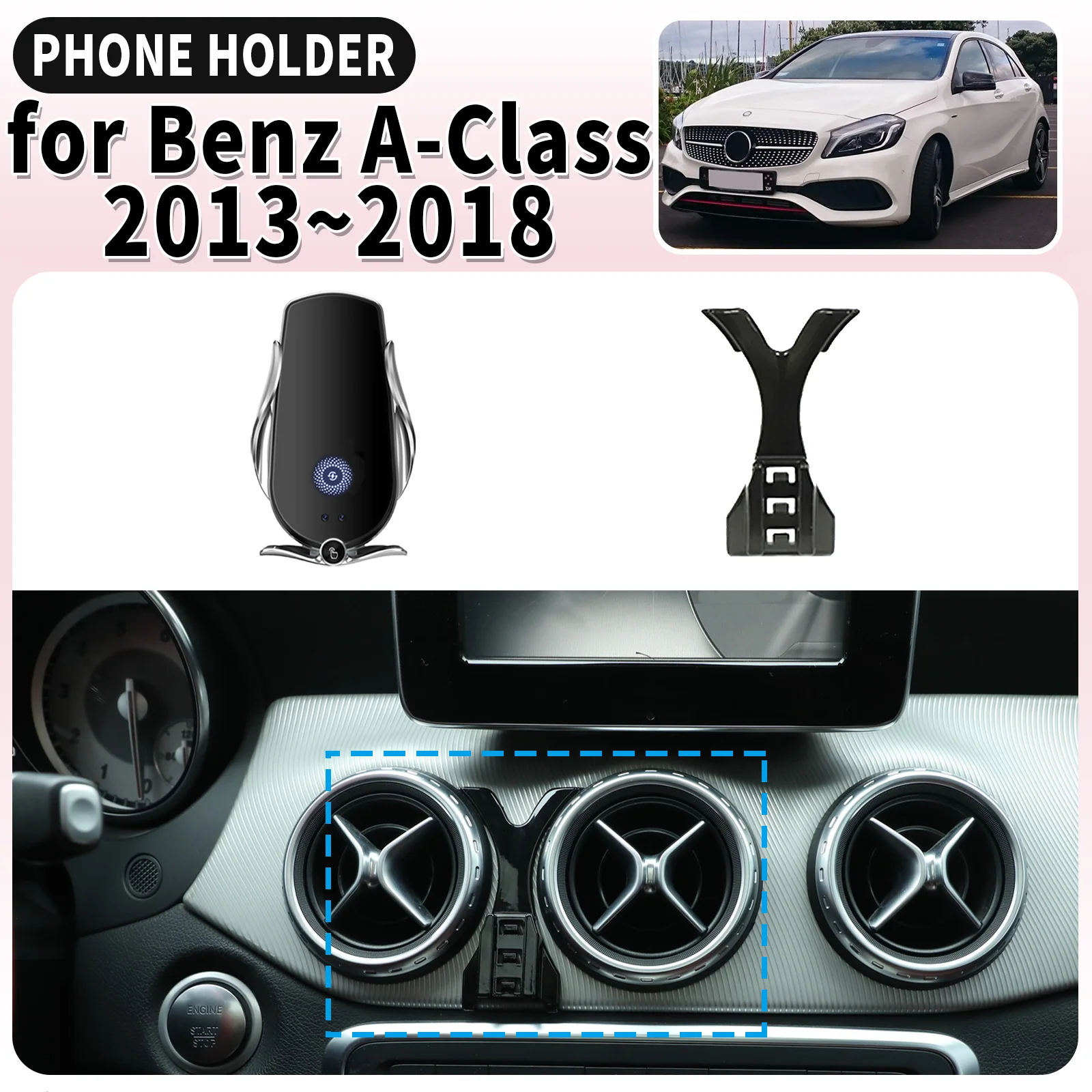 

fit for Mercedes-Benz A-Class 2013~2018 A45 AMG W176 Screen Base Mount Phone Holder Dedicated Clip-On Navigation Bracket Car