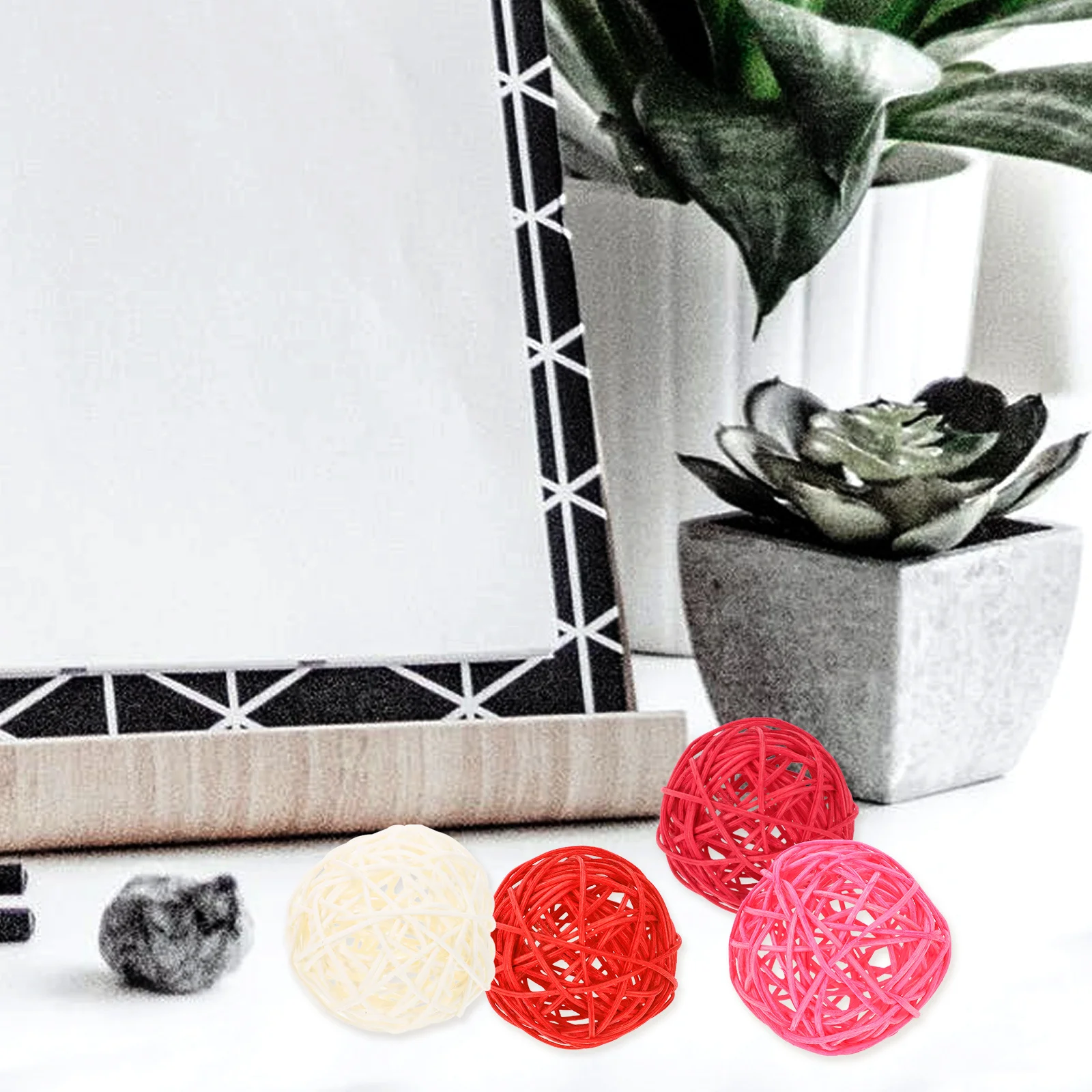 

24Pcs Rattan Balls Round Shaped Hanging Decoration Bright Color Festival Party Wedding Ornament Hollow Out Design