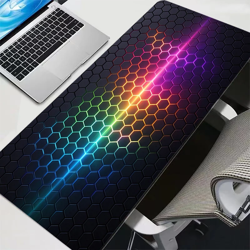 Large Mouse Pad Gamer Computer Desk Mat Modern Table Rug Keyboard Laptop Carpet XXL Anime Technology Hexagon Gaming Mousepad