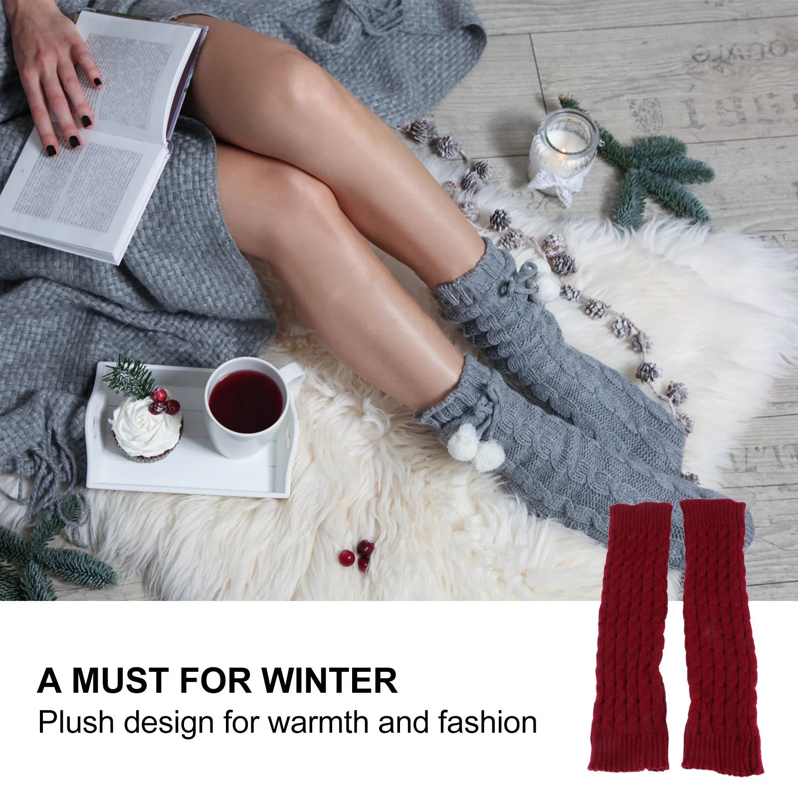 

4Pairs Premium Knit Leg Warmers Winter Warmth Essential for Women Thicker Design Leg Protectors Stay Stylish Outdoors Indoors