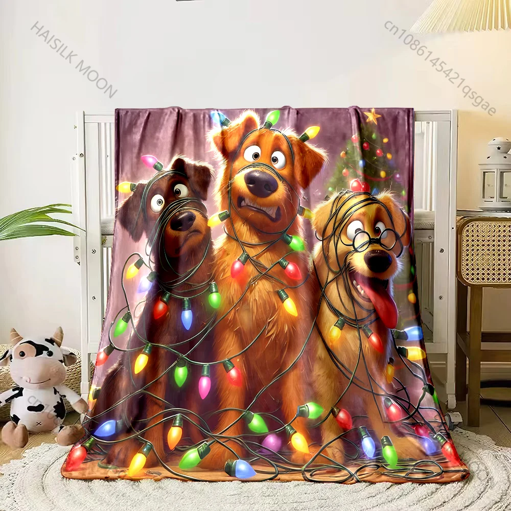 

Одеяло с рисунком рождественских огней для собак, фланелевый материал, мягкий, теплый для всех сезонов, дома, отдыха на природе, кемпинга, пикников, автофургона