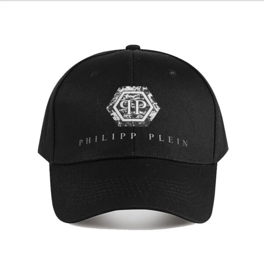 1pc Philipps Pleining Baseball Cap - 100% Polyester, Adjustable Fit, Black Woven Fabric, Casual Street Style Truck Hat for Men