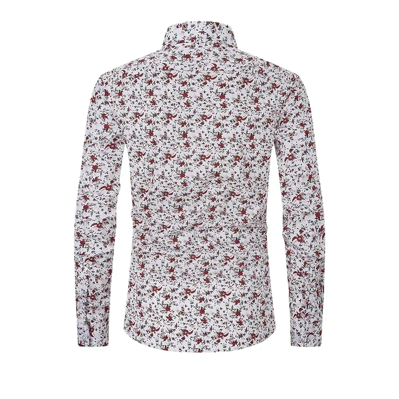 

New in shirt USA szie fashion long-sleeve shirts for men slim fit plain shirt designer Casual elastic Hawaii printing clothes
