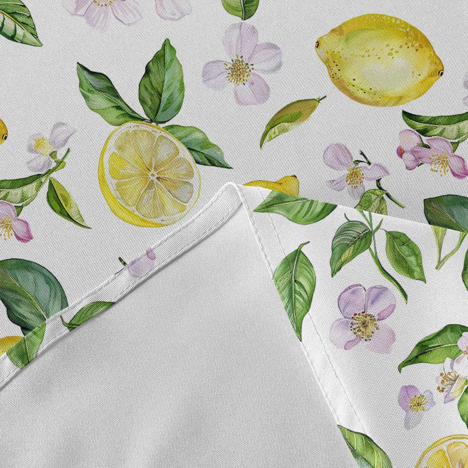 Summer Watercolor Lemon Vintage Round Waterproof Tablecloth Home Decorative Table Cover Party Wedding Dining Room Table Cloth