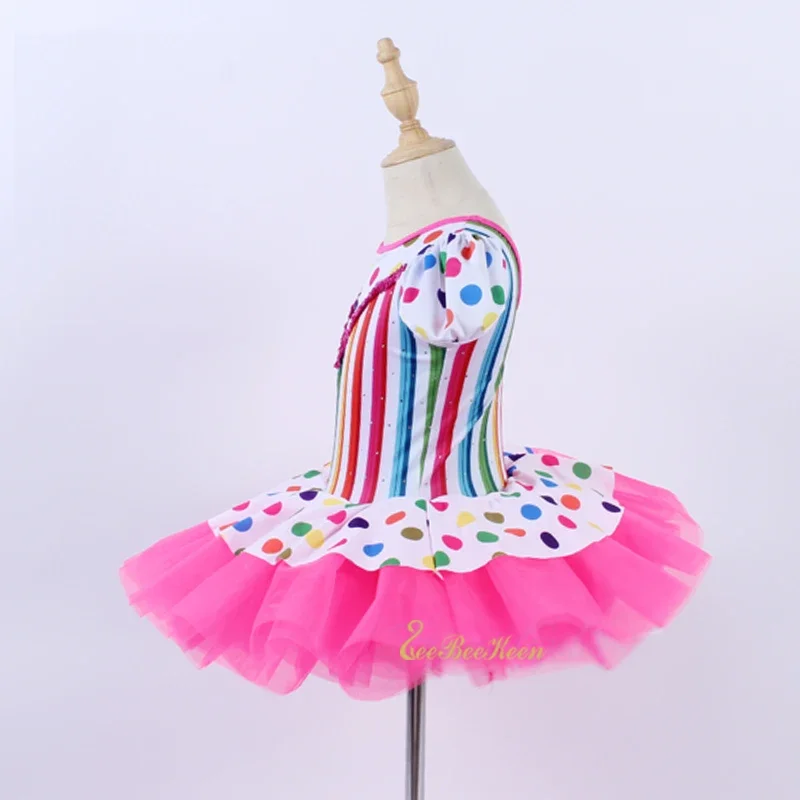 Professional Ballet dress Girls Cute Rainbow Colorful wave point Ballet Tutu Dress Women Stage Performance Dancewear Ballerina