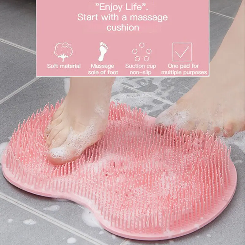 Feet Wash Bathroom Body Brush Exfoliating Shower Massage Scraper Bathroom Non-slip Bath Mat Back Massage Silicone Brush for Home