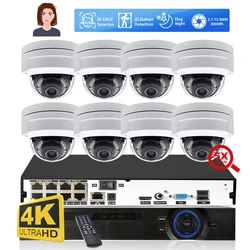 8CH Video Surveillance System HD 4K 5X Zoom Security Camera 8MP 2.7mm-13mm Lens Face Detect Night Vision IP Camera Set POE