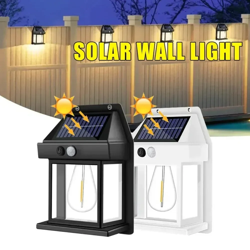 

Outdoor Solar Tungsten Wall Light with Motion Sensor, IP65 Waterproof LED Safety Light for Patio, Deck, Porch, Barn, Garage