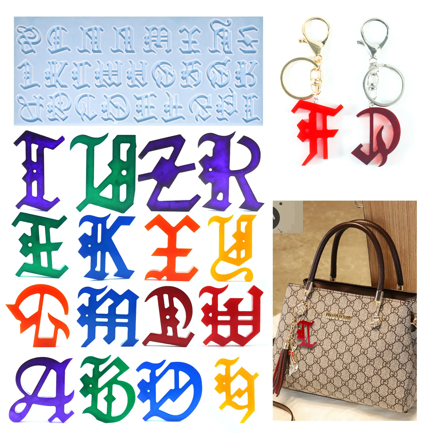 

DIY English Letter Silicone Mold Irregular Alphabet Pendant Keychains Decoration Molds Handmade Jewelry Molds For Epoxy Resin