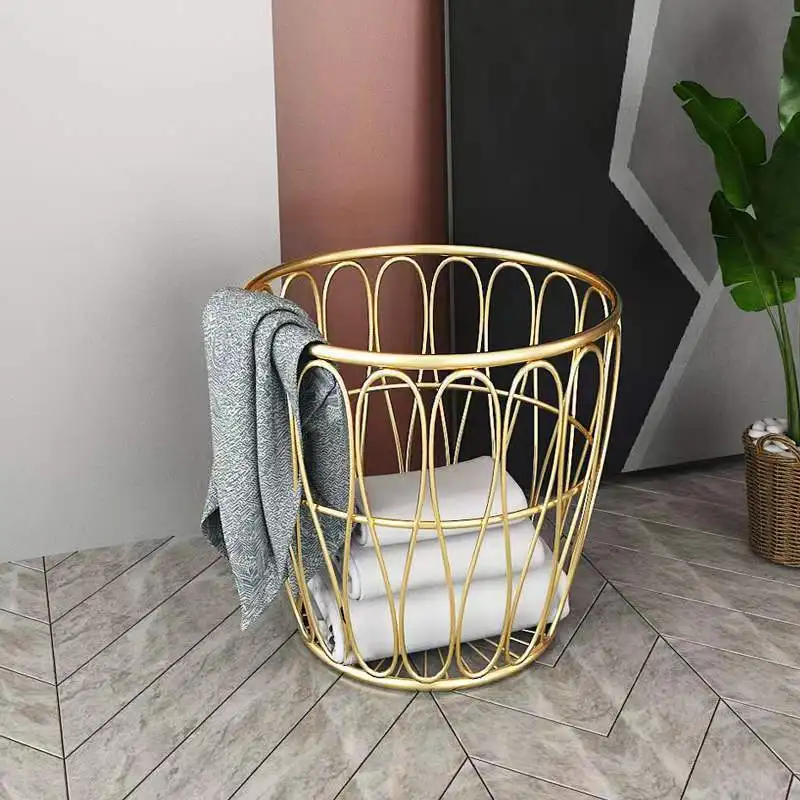 

Dirty Clothes Basket Metal Iron Art Laundry Storage Rack Bathroom Cloakroom Bedroom Washhouse Organization Nordic Minimalist