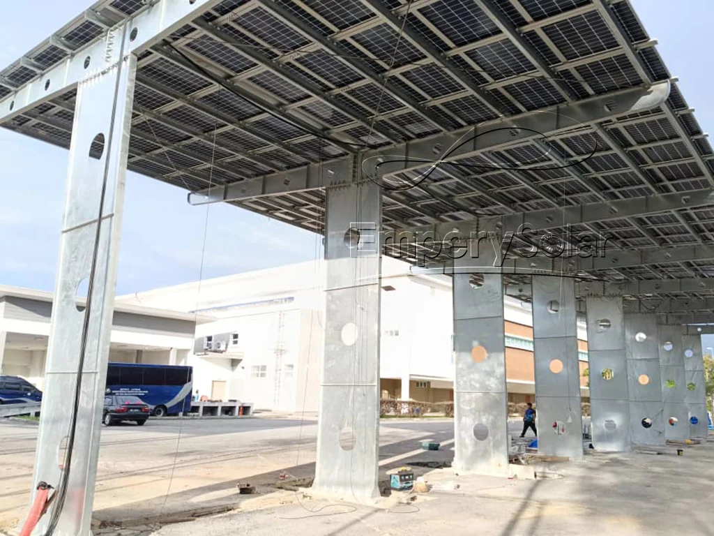 Empery Solar Commercial Steel Waterproof Solar Carport Parking Structure High-Strength Sturdy Design Hot-Dip Galvanized Wind