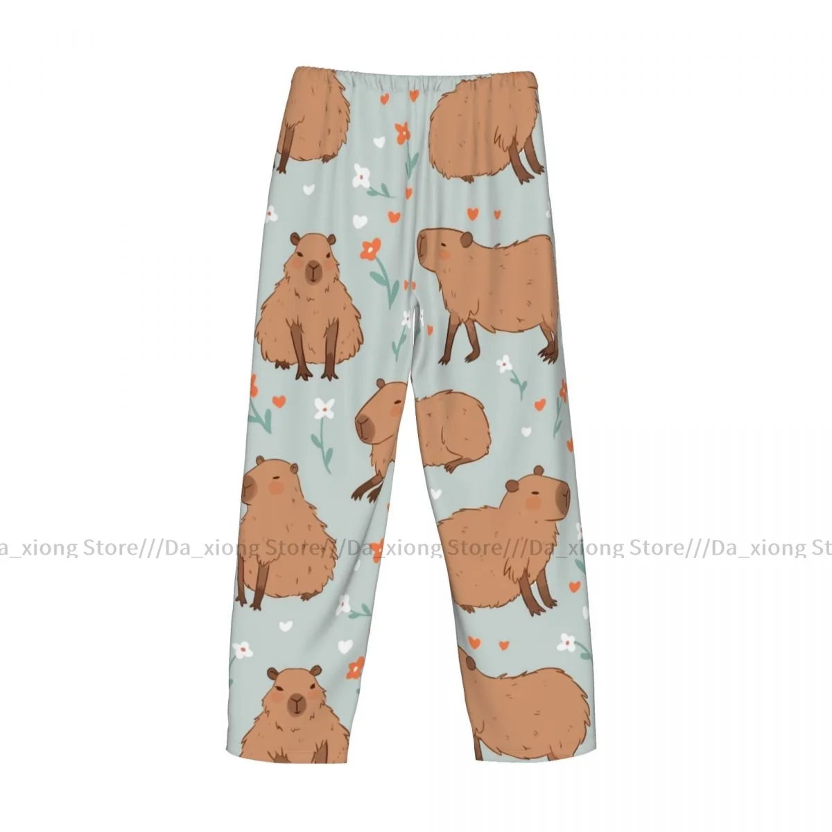 Casual Pyjama Slaapbroek Voor Heren Schattige Capibara Wilde Bloem Lounge Losse Broek Comfortabele Nachtkleding