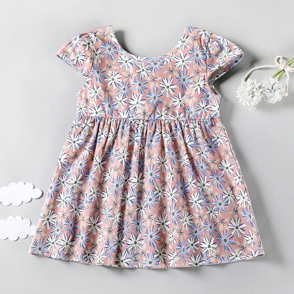 

Newborn Baby Daily Dress Sweet Style Flower Printed Summer Cotton Dress