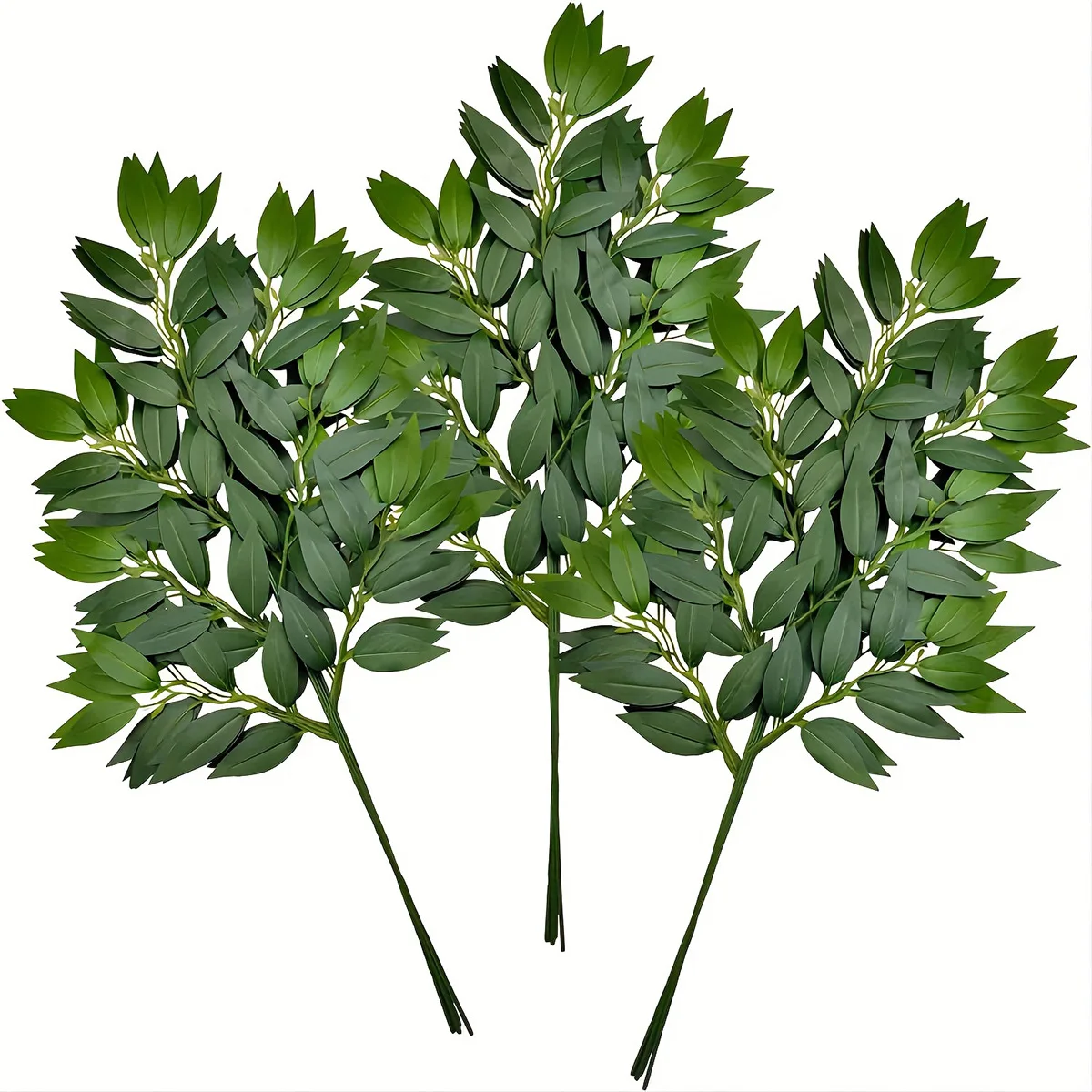 10 Stück künstliche Pflanzen, italienisches Ruscus-Grün, Stiele, künstliche Strauchbüsche, grüne Blätter, Hochzeitsbogen, Blumenstrauß, Heimzimmer, DIY-Dekoration – Detail 1