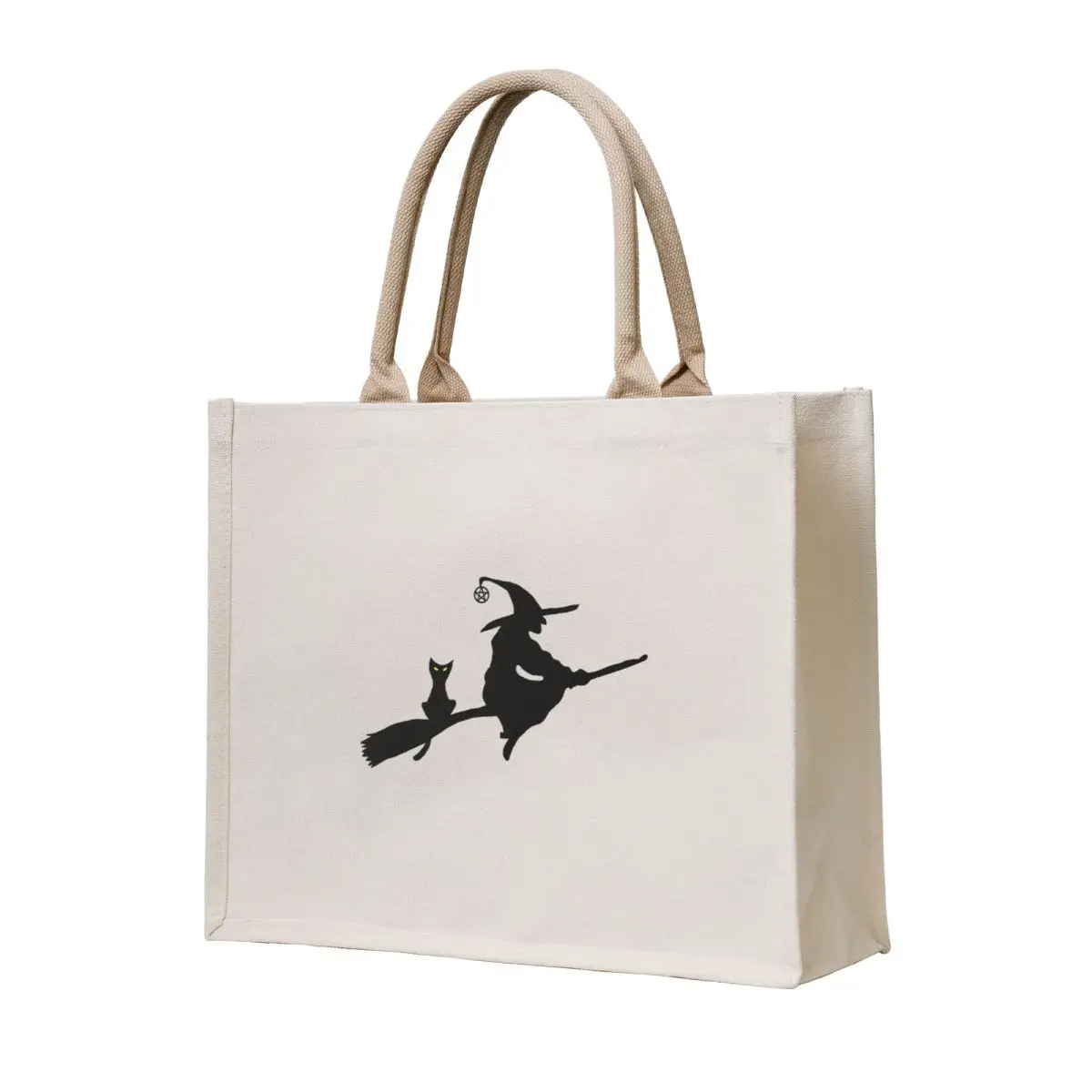 

Witch on a Broom silhouette Tote Bag hand bag ladies Canvas bag cloth woman Women's shopper