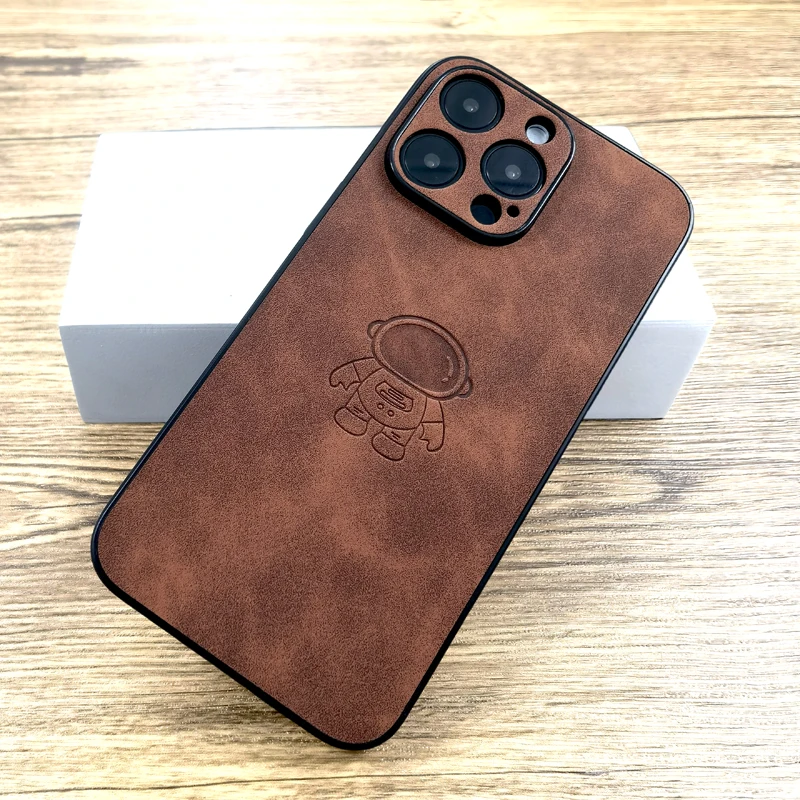 Funda De Cuero Retro De Astronauta Para Iphone 16 15 14 13 12 11 Pro Max 16Pro 15Pro 14Pro 13Pro Iphone16 Iphone15 Iphone14