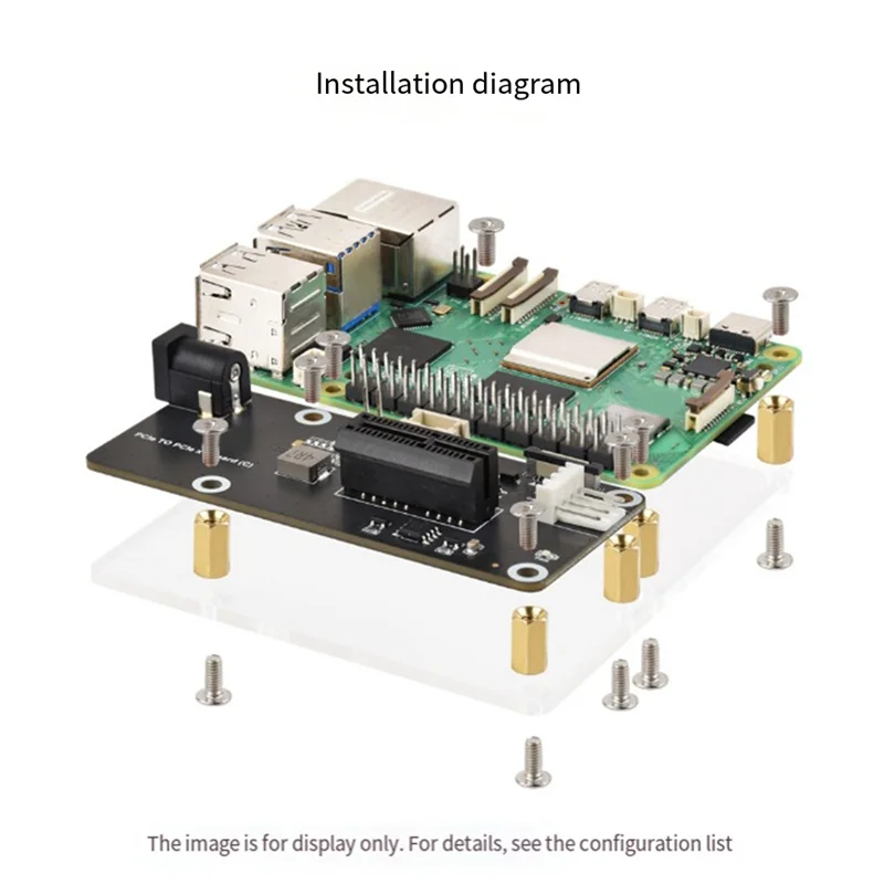 SB-For Raspberry Pi 5 Płytka rozszerzeń Pcie FFC Connector do standardowego gniazda Pcie X4 dla PCI Express X1 X4 X8 X16 Riser EU PLUG