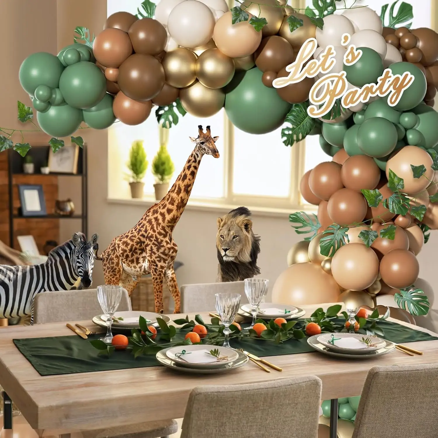 125Pcs Sage Green Brown Balloon Garland Arch Kit for Birthday Party Jungle Safari Woodland Wedding Baby Shower Party Decorations view 3