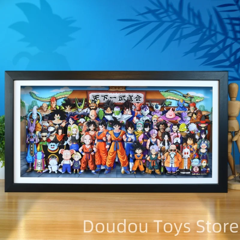 Dragon Ball Anime Figure 3D Painting Dragon Ball Z Wukong Vegeta Family Photo Study Room Decoration Painting Handmade Anime Gift