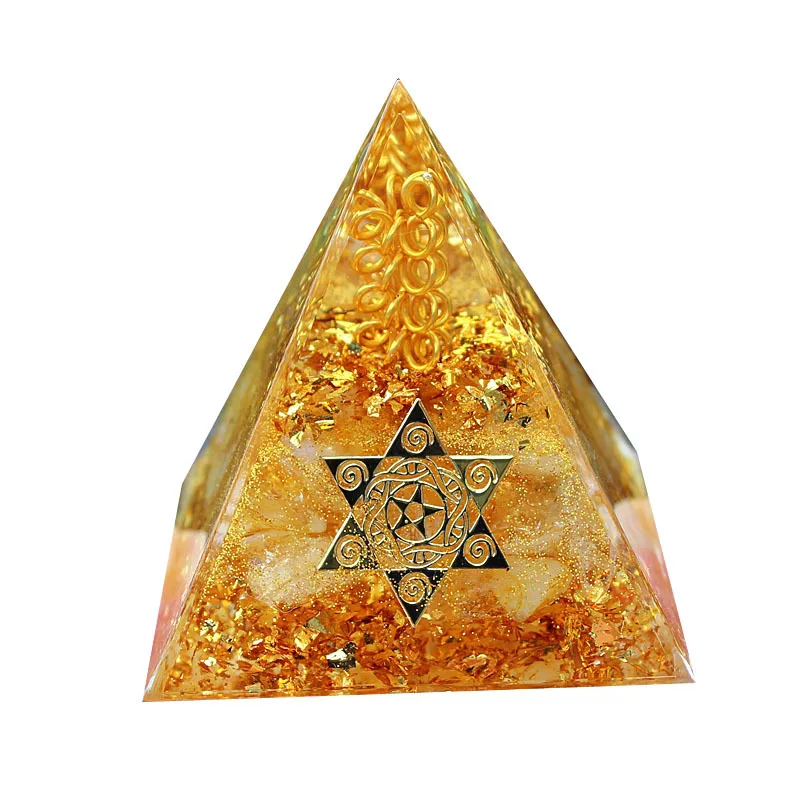 

Pyramid Ornament Popular Citrine Gravel Home Resin Epoxy Crafts Office Decoration Wealth