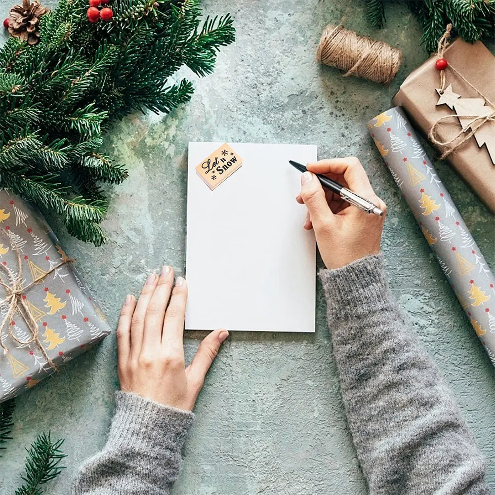 

3 Pcs Christmas Snowflake Seal Wooden Scrapbook Journal DIY Diary