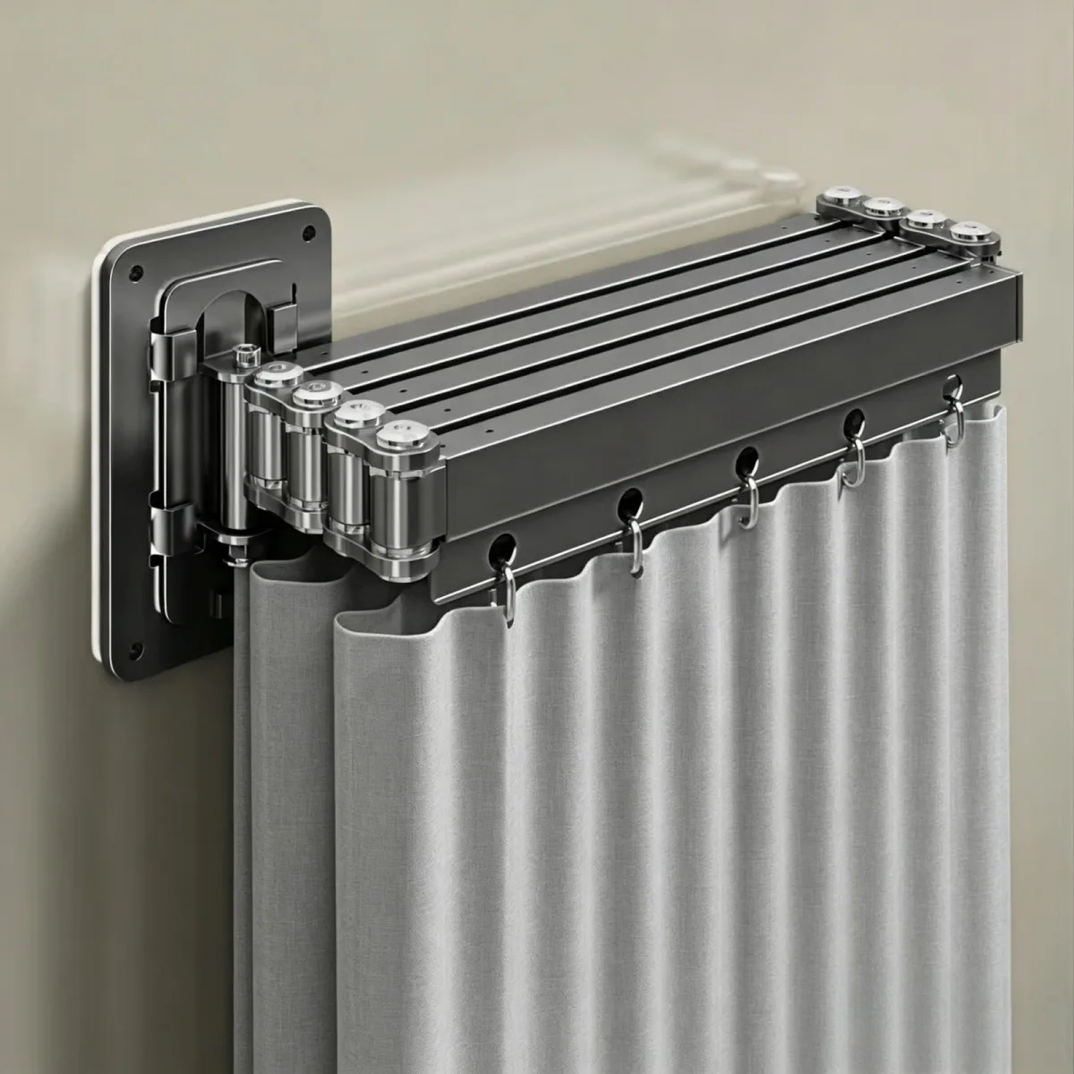 Folding Rod Shower Curtain Set Retractable Bathroom Curtain Waterproof Polyester Shower Partition Curtain Rod for Bathroom Home
