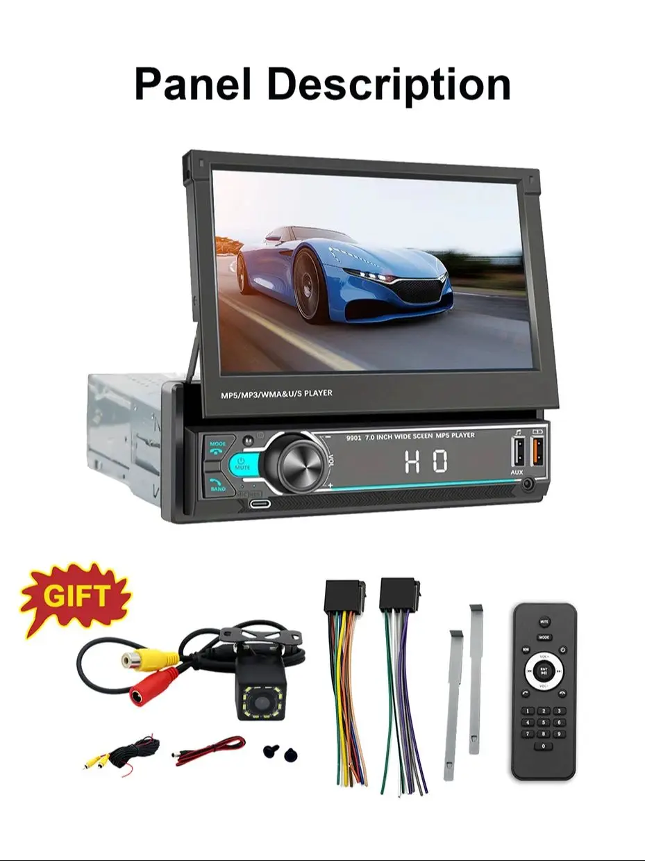 XC 1 din Autoradio Carplay Universele 7 "IPS Intrekbare Scherm gps Navigatie 1Din Android Auto Multimedia Video speler - afbeelding 2