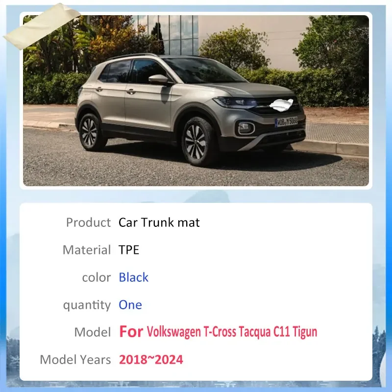 For VW Volkswagen T-Cross Tacqua C11 Tigun 2018 2019 2020 2021 2022 2023 2024 TPE Material Rear Trunk Mat Waterproof Easy Clean