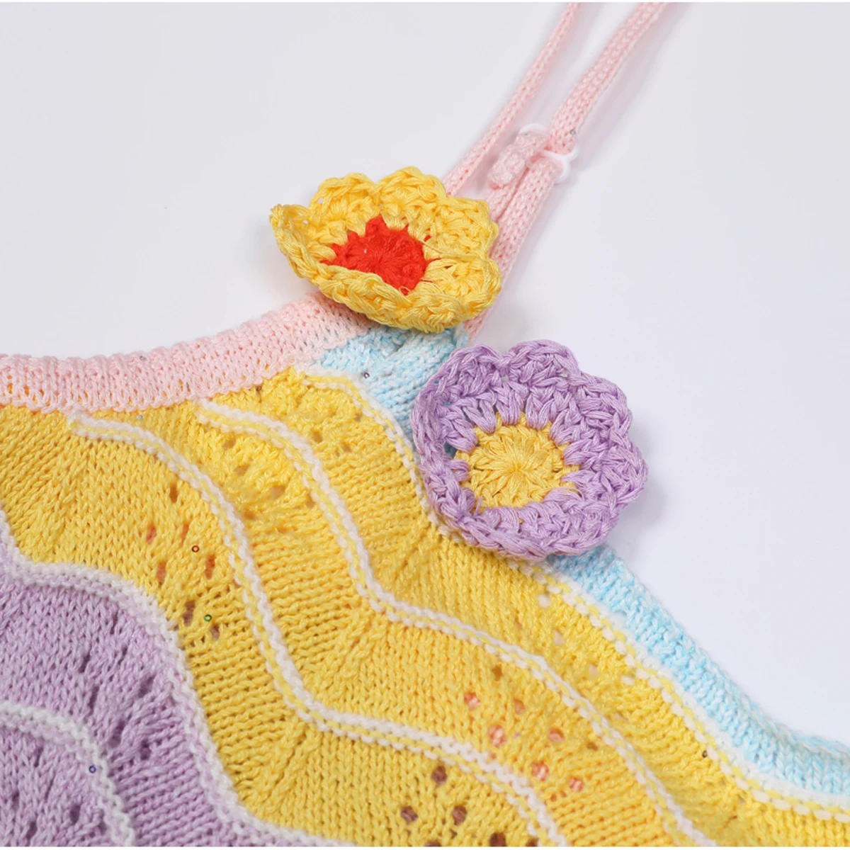 High Quality Summer New Knitted Hollow Out Slimming Long Sleeved Top Knitted Sweater Jacket+suspender Dress Women's Set