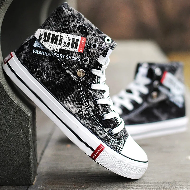 

Men's Casual Shoes Blue Vulcanized Canvas Shoes Men's High Top Sports Shoes Breathable New Men's Denim 2025 Zapatillas Hombre
