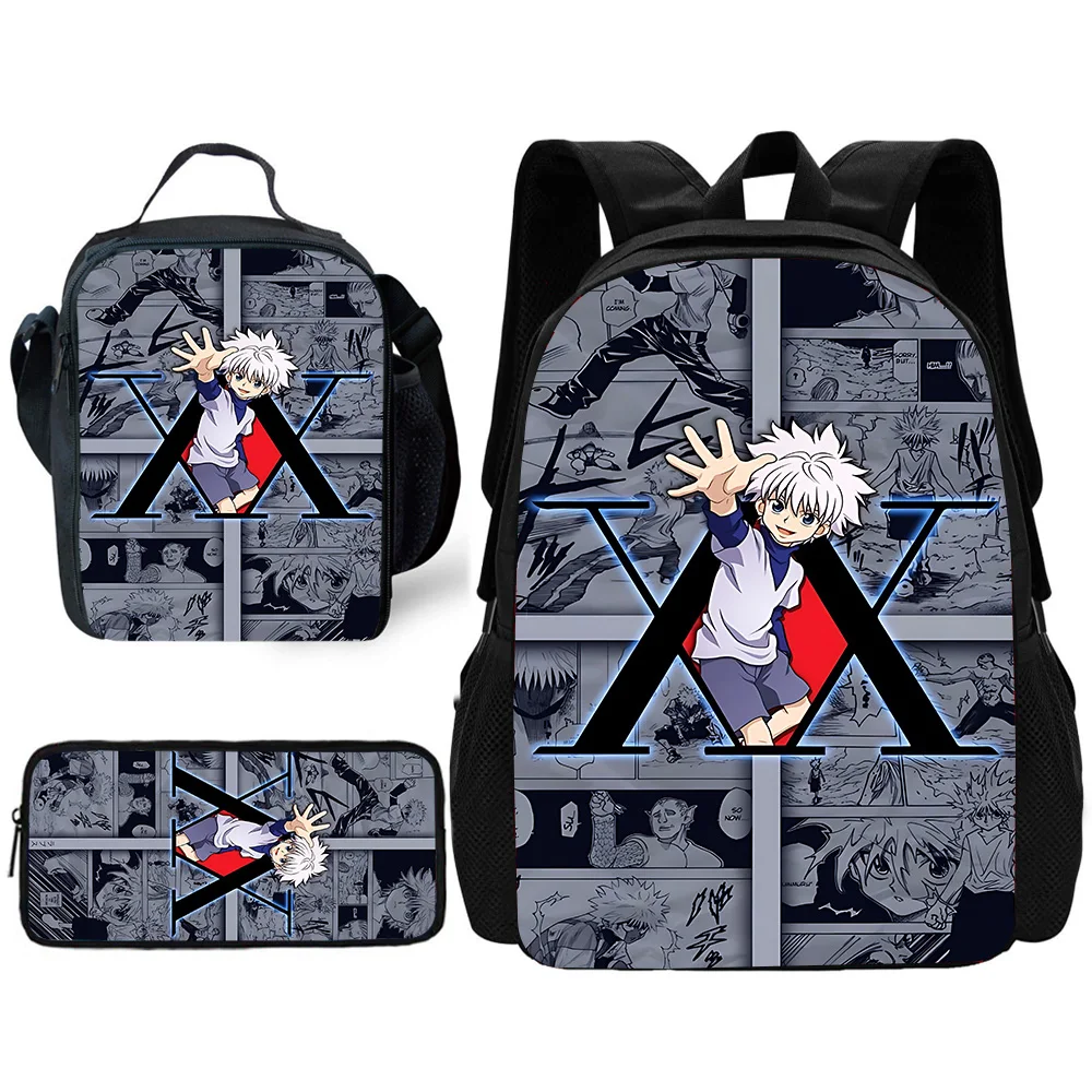 

Hunters×Hunters Child School Backpack with Lunch Bags ,Pencil Bags ,School Bags for Boys Girls Best Gift