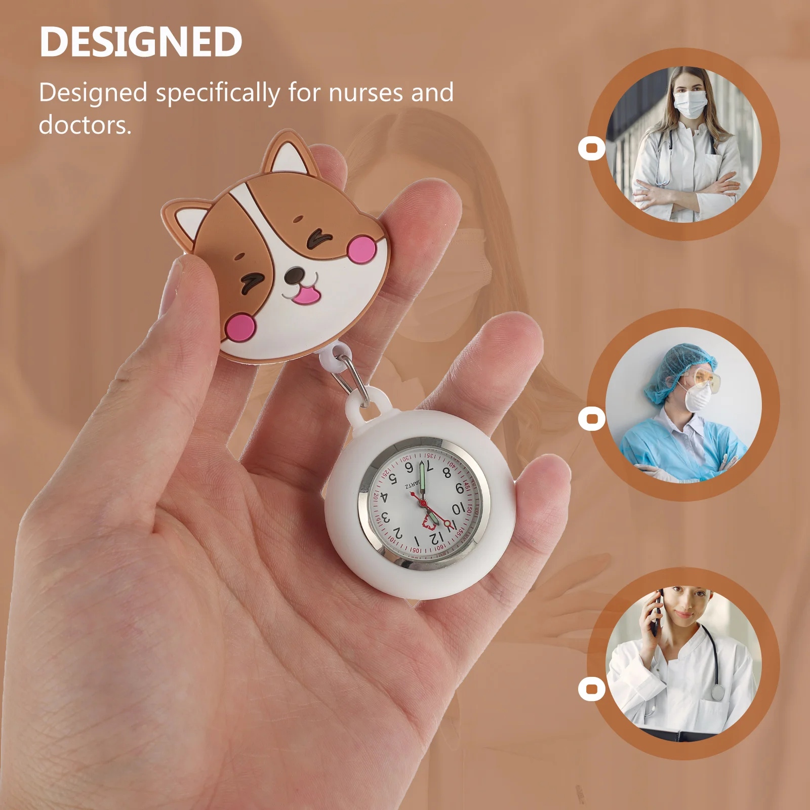 

Nurse Pocket Watch Quartz Metal Badge Hang Lanyard Small Fob Watches for Women Men Lightweight Durable Practical Cartoon Hanging