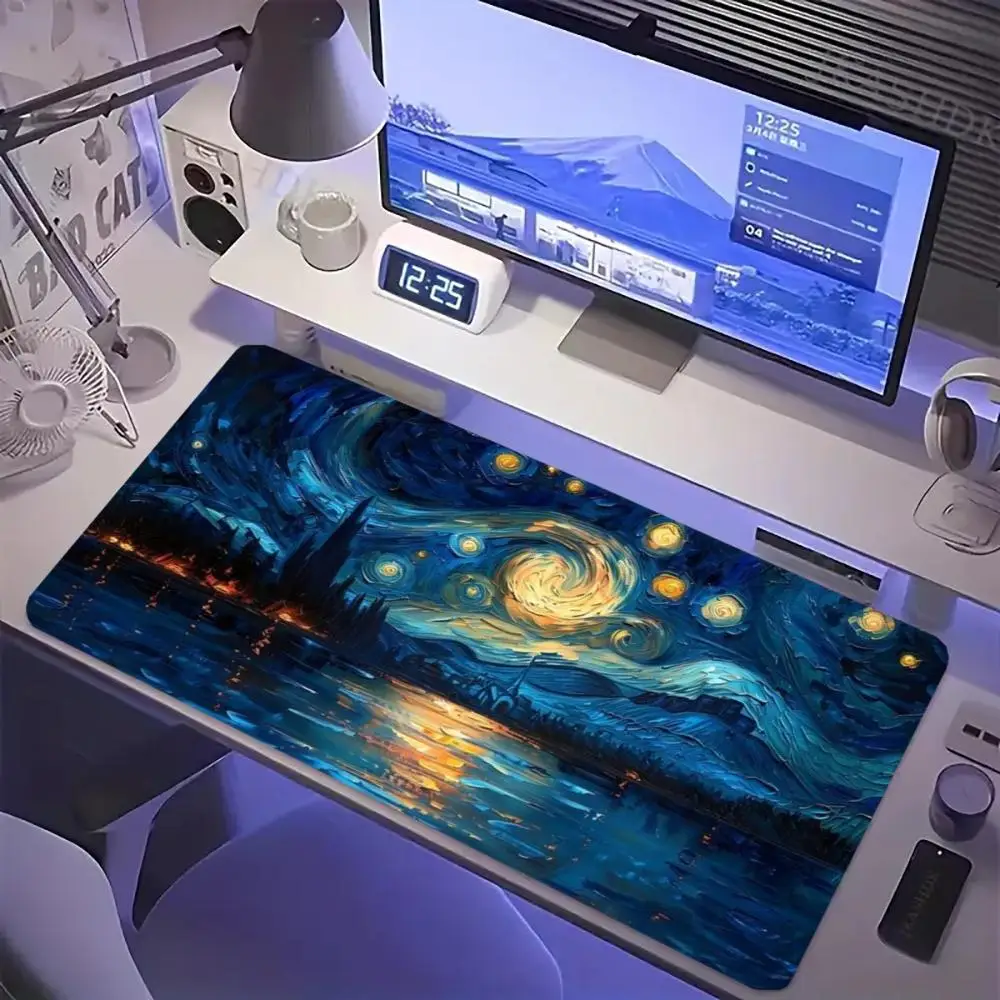 

Художественный настольный коврик, большой нескользящий коврик для мыши, подходит для любителей искусства, игровой коврик для мыши, резиновый нескользящий нижний коврик против морщин