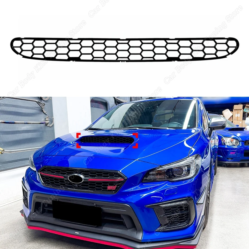 Czarny błyszczący przedni wlot powietrza na maskę, ozdobna listwa, tuning do Subaru WRX STI VA 2014-2021, dekoracyjny zestaw karoserii.