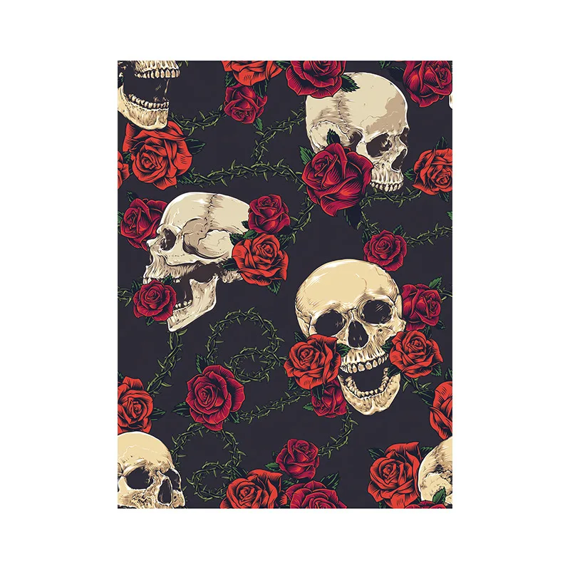 

Rose Self Adhesive Flower Skull Wallpaper Wardrobe Decor Peel and Stick Luxury Wall Paper Contact Paper Wall Sticker Halloween