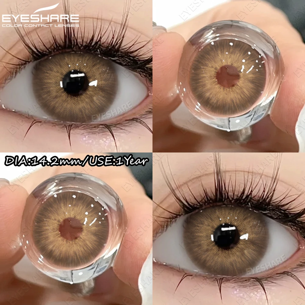 EYESHARE Kleur Contactlenzen met Graden 2 Stuks Natuurlijke Blauw Grijze Lens met Recept Hoge Kwaliteit Bruine Contact Bijziendheid Lenzen