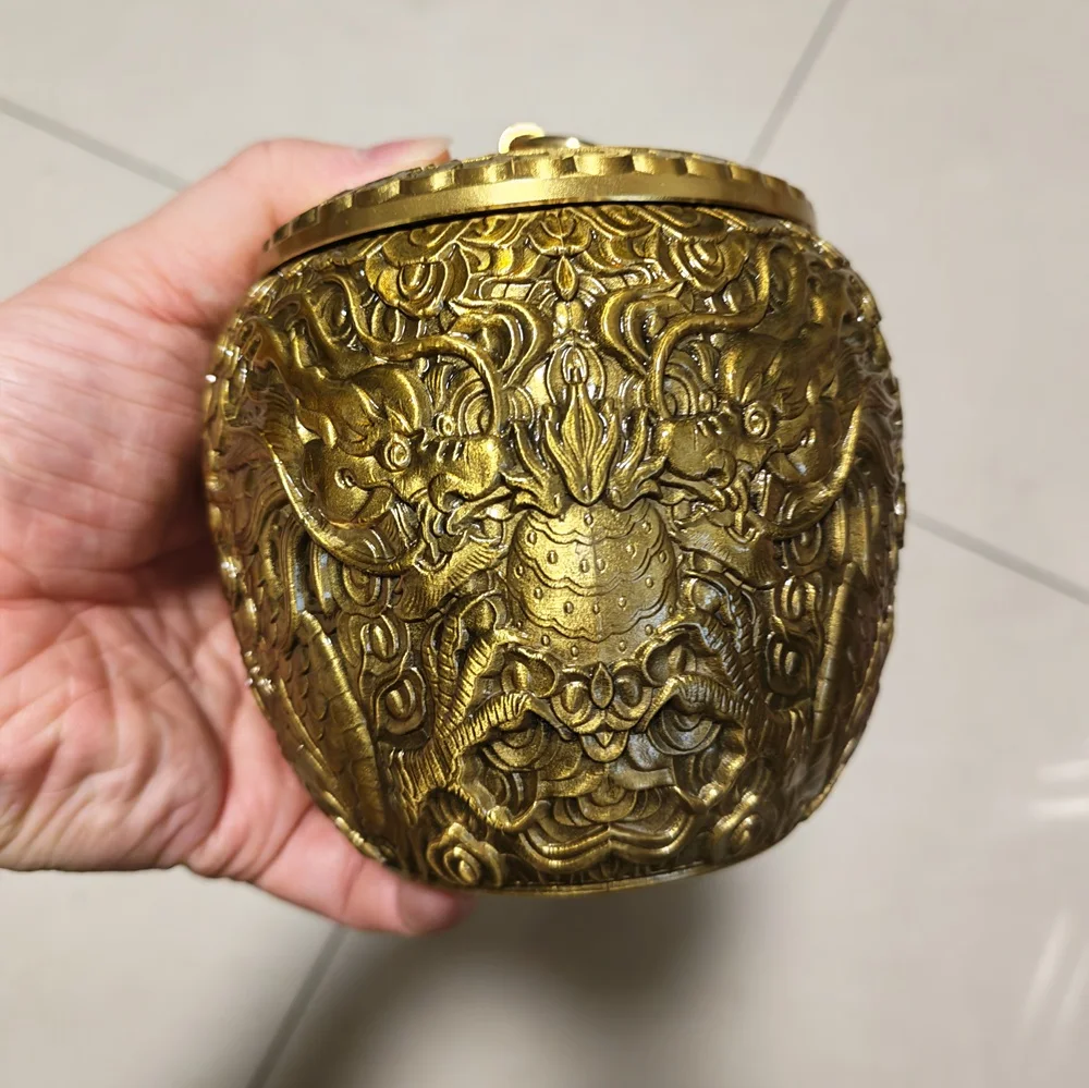Copper Crafts Tea Can Ornament Office Desktop Creative Chinese Loong