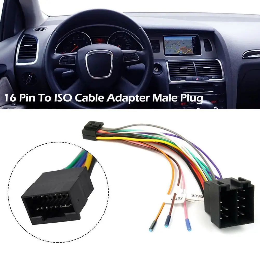 New 16 Pin To ISO Cable Adapter Male Plug Adapter Male To Female Plug Lot P2N4