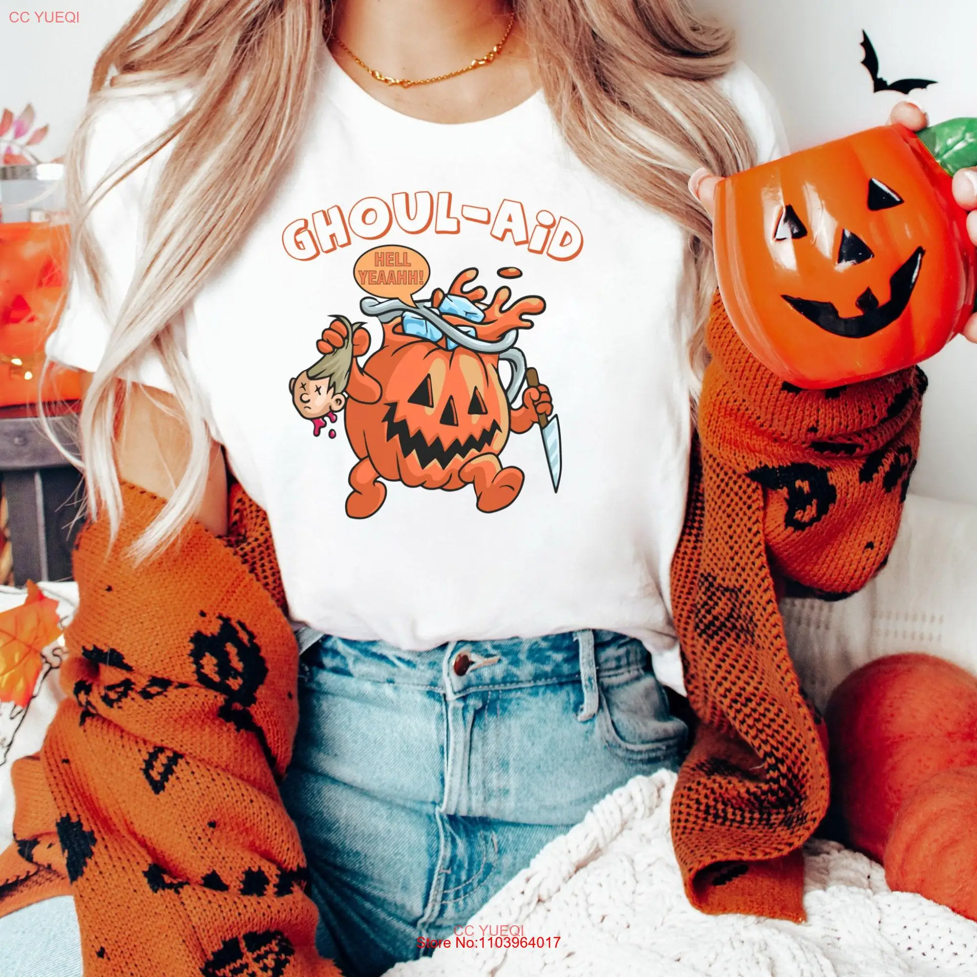 Удобная цветная Мужская рубашка Kool aid Ghoul, забавная футболка на Хэллоуин с длинным или коротким рукавом и тыквой мемом