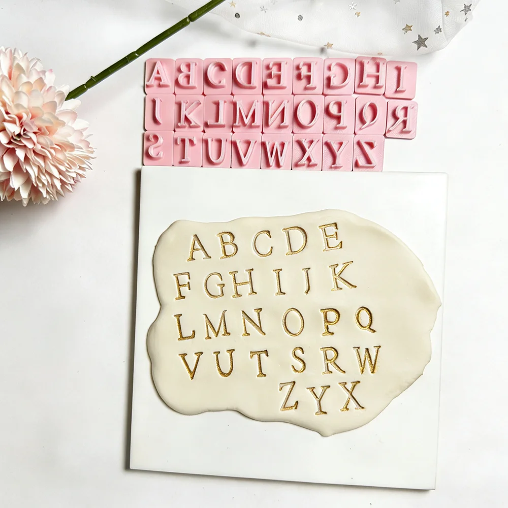 26 Alphabet Set Soft Pottery Embossed Mold Stamps Polymer Clay Cutter DIY Earrings Necklaces Pendant Jewelry Cutting Die Molds - view 2