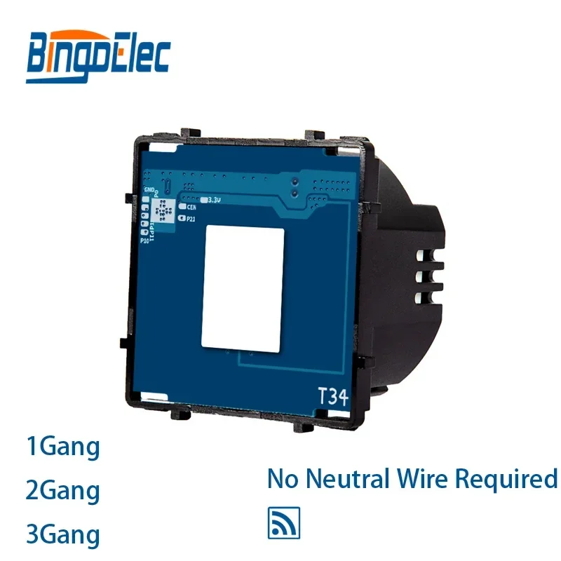 Bingoelec WIFI Switch Part EU Standard 1/2/3/4Gang Touch Sensor Wireless Control Tuya No/Need Neutral Wire Required