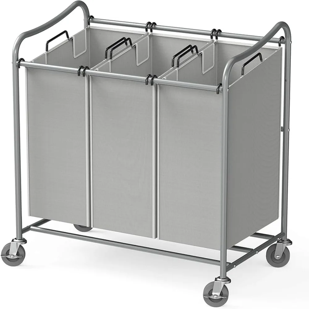 

SimpleHouseware Heavy-Duty 3-Bag Laundry Sorter Cart, Silver