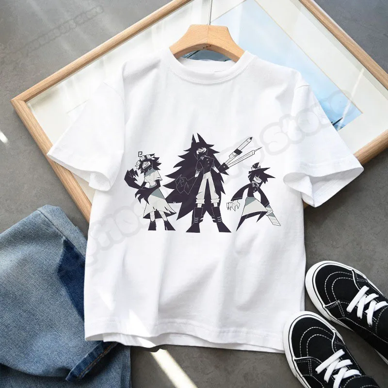 Fundamental Paper Education Kids Anime Printed T-shirt Children Cartoon Cute Tee Creative Tops Summer Casual Cotton Clothes Gift