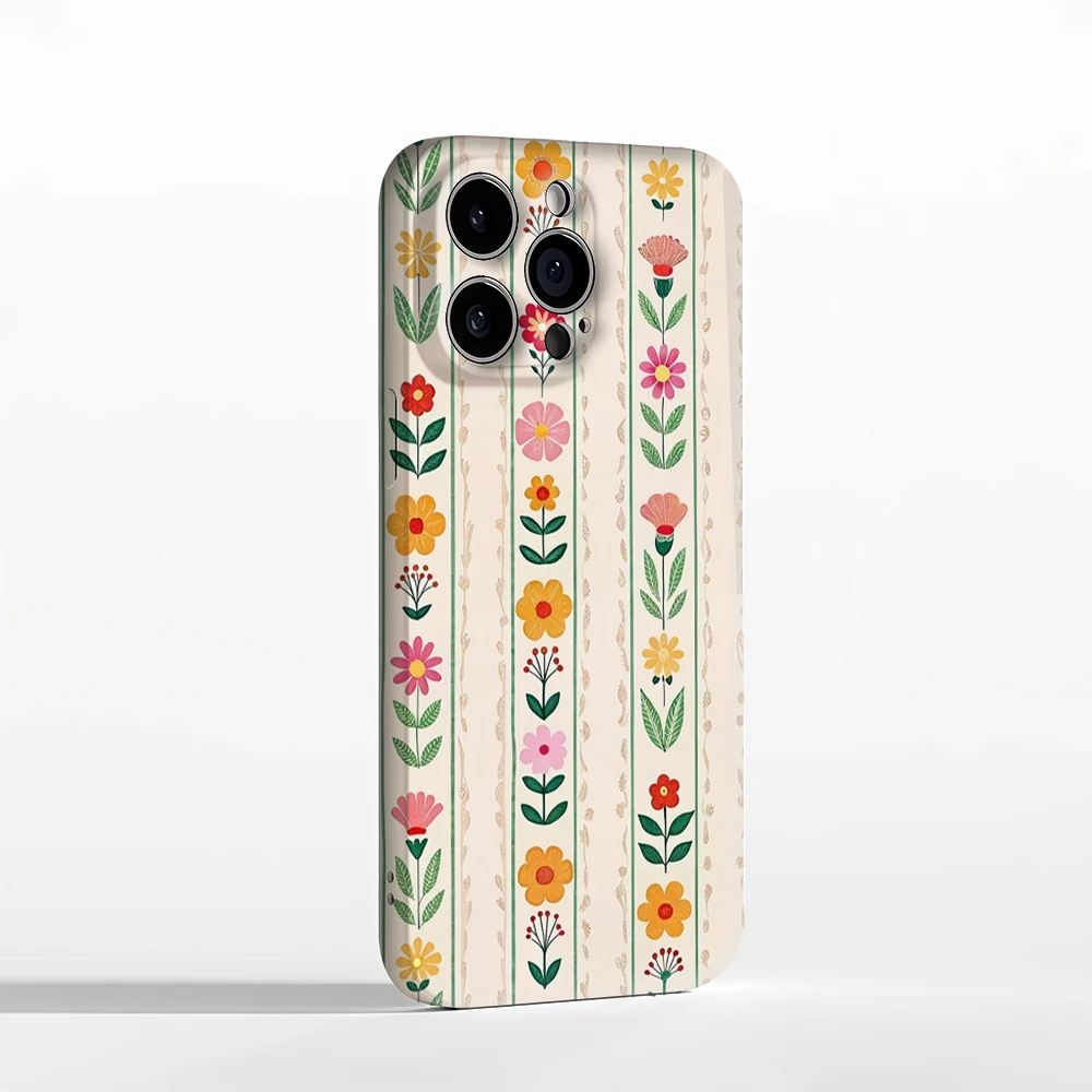 Floral Striped Design IPhone17 Must-Haves Phone Case for IPhone 17 16 15 14 13 12 11 Pro Max Plus Double-layer Back Cover