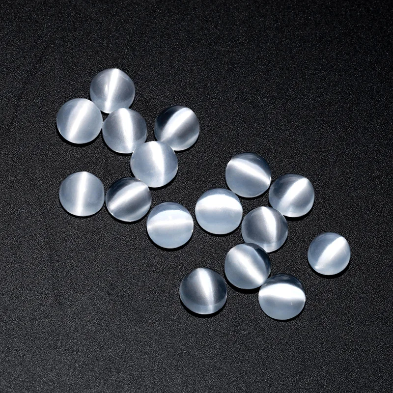 Top Grade Natural Cat's Eye Moonstone Round Cabochon Loose Gem Silver Flash Stone For Ring Pendant DIY Fine Jewelry Inlay